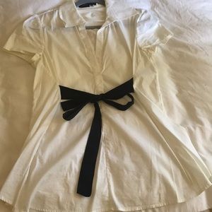 BCBG white blouse with sash